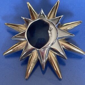 Liz Claiborne Silver and Gold Sun and Moon Brooch